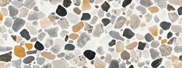 Poster - Seamless texture of multicolored stone chips on white background.