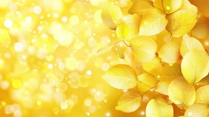 Poster - Golden autumn leaves with bokeh background.