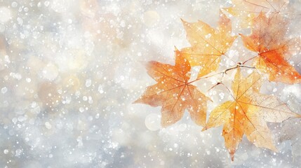 Poster - Autumn maple leaves with bokeh background.