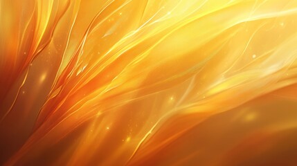 Poster - Abstract golden flowing lines background with glowing particles.