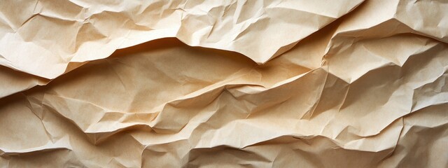 Aufkleber - Close-up of crumpled, beige paper texture.