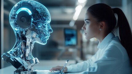 Poster - Human and robot interaction explores future technology in a modern lab setting