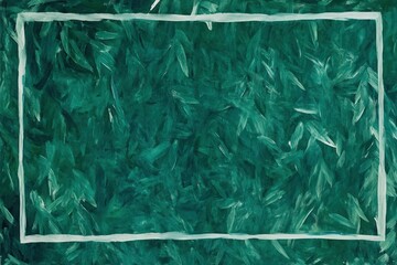 Poster - Teal green foliage texture with white rectangular border; artistic, painterly style.
