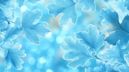 Aufkleber - Soft blue leaves with bokeh background.