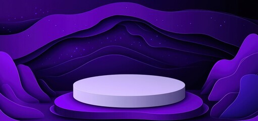 Aufkleber - Abstract purple paper cut background with a cylindrical platform.