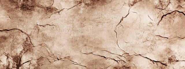 Poster - Cracked earth texture, sepia toned, dry land surface.