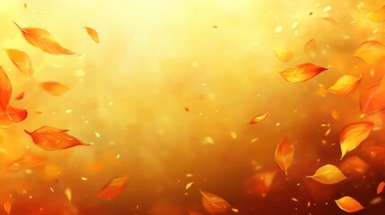 Aufkleber - Golden autumn leaves floating in sunlight; warm, vibrant fall background.