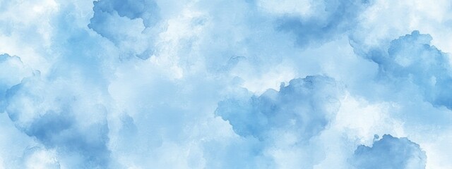 Poster - Soft blue watercolor cloudscape, dreamy sky texture.