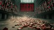 © stardadw007 - Market Turmoil, bustling trading floor filled with frantic activity, digital screens displaying plunging stock prices, atmosphere of urgency and tension