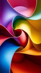 Poster - A vibrant swirl of colored paper showcasing dynamic curves and gradients, creating a visually striking abstract composition.