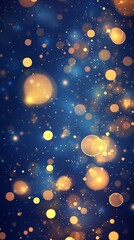 Poster - A stunning abstract background with shimmering golden bokeh against a deep blue backdrop.
