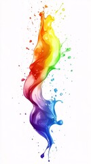 Poster - A vibrant splash of rainbow colors, showcasing fluid motion and artistic expression against a white background.