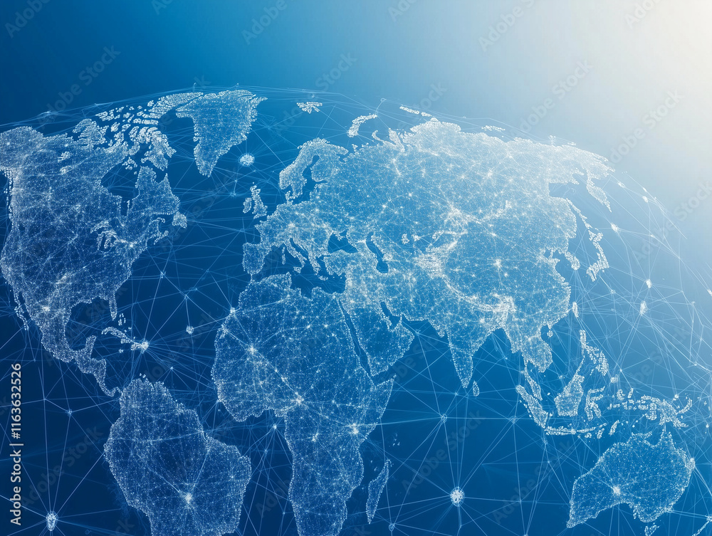 3D World globe data exchange , planet earth network connection web ...