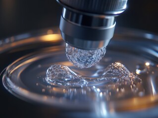 Poster - Close-up of water droplets under a microscope, showcasing intricate details and reflections.