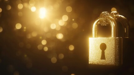 Poster - Bright Golden Lock Against a Dynamic Background