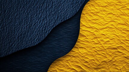 Wall Mural - A two-tone textured background with dark blue resembling coarse, grainy fabric on one half and bright yellow mimicking a soft, velvety texture on the other. 