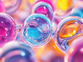 Poster - Colorful abstract bubbles in vibrant pink, blue, and orange hues create a dreamy, ethereal atmosphere.