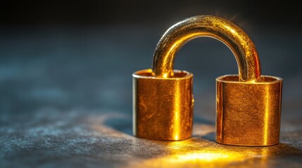 Poster - Golden Lock on Clean Background with High Contrast Lighting