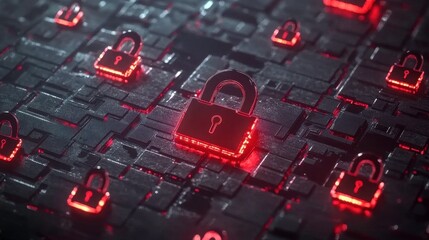 Poster - Modern Security Technology with Bright Symbols