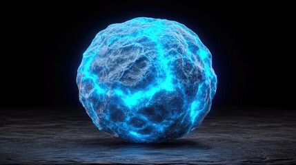 Poster - Mysterious glowing energy sphere abstract art digital creation dark environment close-up viewpoint science concept