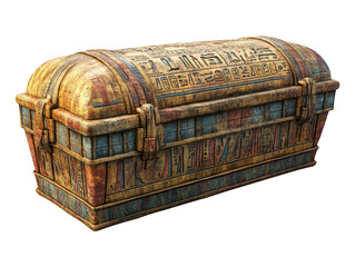 Ancient Egyptian Sarcophagus with Hieroglyphics and Detail