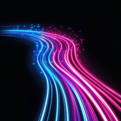 Poster - Vibrant abstract light trails in blue and pink against a black background, creating a dynamic feel.