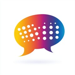 Poster - Colorful speech bubble graphic showcasing vibrant gradients and dot patterns.