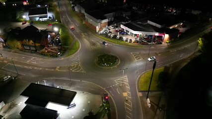 Wall Mural - Illuminated Chesterfield City of England UK during Dark Night. Aerial View of Downtown City Centre Was Captured With Drone's Camera on April 30th, 2024