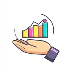Poster - An illustrated hand supports a colorful bar graph symbolizing growth and progress.