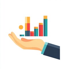 Poster - A business professional's hand holds colorful bar graphs, symbolizing data analysis and growth.