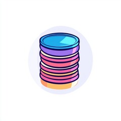 Poster - Colorful stack of circular shapes in shades of blue, purple, and orange.