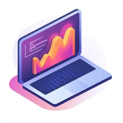 Poster - Stylized laptop displaying colorful data visualization graphs against a vibrant background.