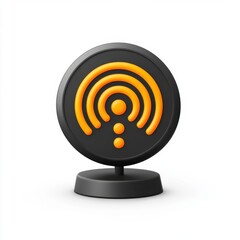Poster - Stylized wireless signal icon in black and orange, symbolizing connectivity and technology.