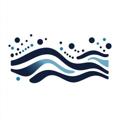 Poster - Stylized waves illustration with varying shades of blue and aqua, creating a calming aquatic feel.