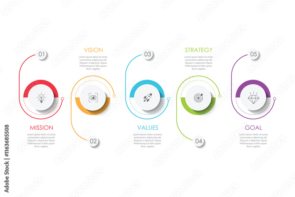 Mission, vision, values, graphic design template.eps 10 on white ...