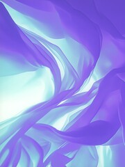 Leinwandbilder - Slightly undulating curves of translucent blue-violet fabric, through which soft light streams, create a sense of movement and airiness