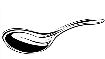 Wall Mural - Black And White Single Spoon Outline Drawing In Vector Style On White Background For Coloring Page