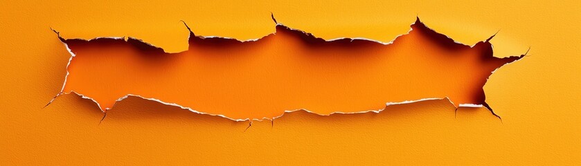 Poster - A torn paper effect revealing a vibrant orange background, perfect for creative projects.
