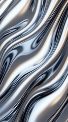 Poster - Abstract design with smooth, flowing silver waves creating a modern aesthetic.