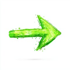Poster - Bright green arrow pointing right, illustrated with a splashy and artistic style.