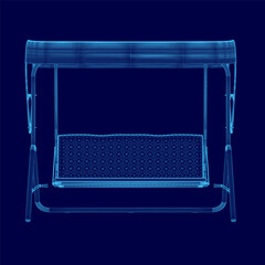 Poster - The image is a blue drawing of a swing with seat, unique and creative design