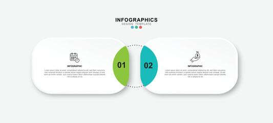 Fototapete - Vector Infographic label design template with icons and 2 options or steps. Can be used for process diagram, presentations