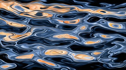 Aufkleber - Abstract Liquid Marble Texture, Wavy Navy Blue, Swirls of Sky Blue and Cream Patterns
