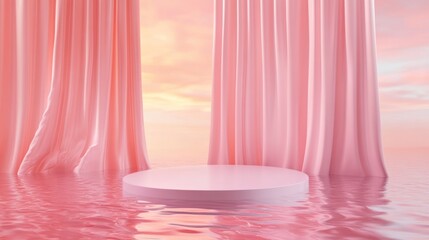 Wall Mural - Serene Pink Podium: A Dreamy 3D Render