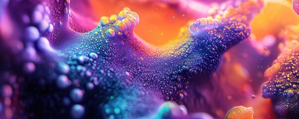 Poster - splatter abstract background concept. vibrant abstract surface with bubbles and colors, showcasing u