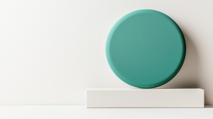 Poster - shot of a bright cyan blue paint roller against a clean white minimalist background  The geometric shape and smooth texture of the roller create a modern abstract visual