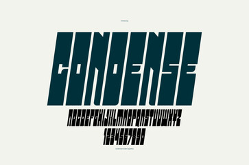 Aufkleber - Bold and strong vector geometric font for logos and emblems, display typeface for posters and headlines, heavy and thick letters alphabet in modern style, italic version.