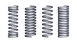 © Sensvector - Metal springs, isolated realistic spirals different shapes and types. Vector icons of swirl line or curved wire cords, shock absorbers or equipment parts. Repair spare or flexible supplements
