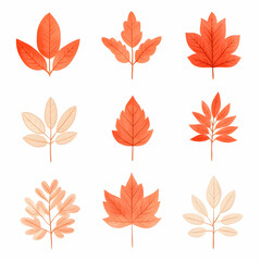 Wall Mural - Watercolor vector set of pastel leaves and flowers