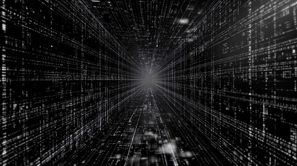 Poster - A matrix-style background featuring dark and light elements, perfect for presentations, evoking a tech-inspired, futuristic aesthetic with digital patterns and a dynamic contrast.